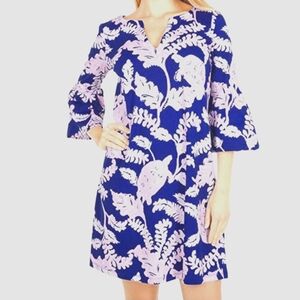 Lilly Pulitzer Tosha Cotton Dress Pink Blue What The Shell - Womens size Large